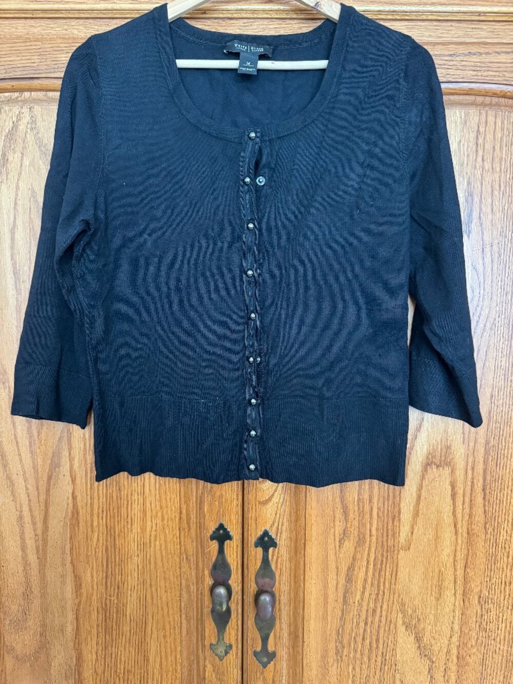 White House Black Market Black Button-Front Cardigan Sweater